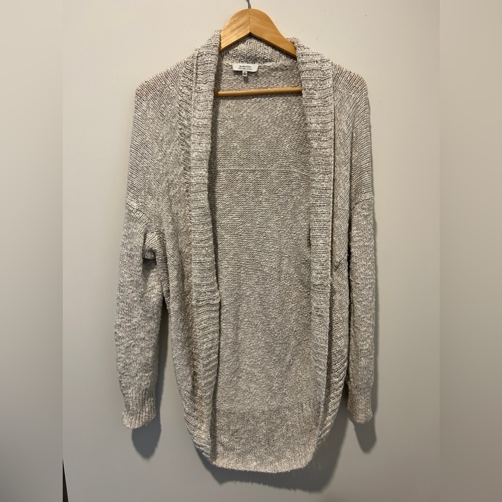 ARITZIA Babaton Linen Blend Cream Color Cocoon Open Front Sweater Size Xsmall - Picture 3 of 7